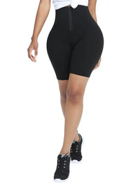 Black High Waist 2-In-1 Waist Trainer Shorts Mid-Thigh - NHOVIDSHOP