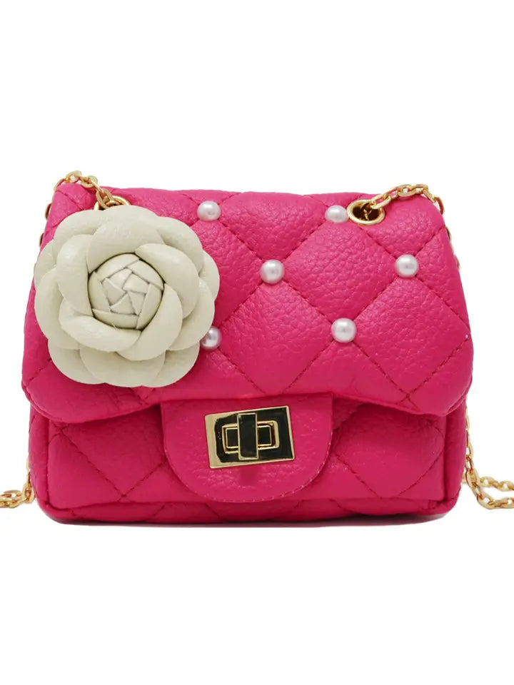 Classic Quilted Flower Pearl Handbag