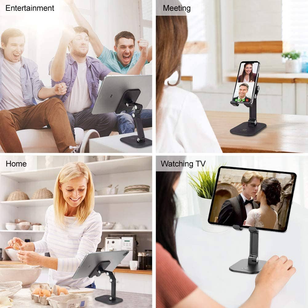 Universal Compatible Strong Adjustable Foldable Phone/Tablet Stand Holder: Black - NHOVIDSHOP.COM