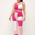 Color Block Tank Top And Waistband Pants Set