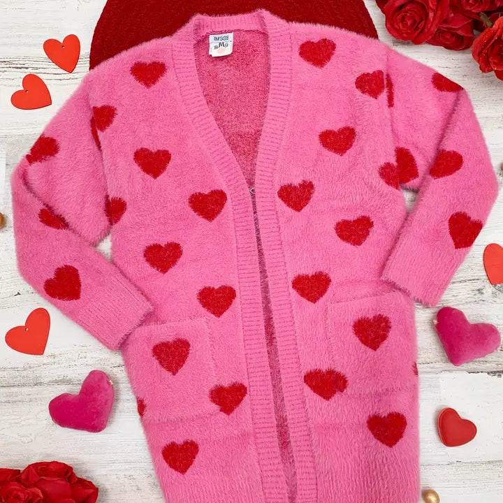 Mommy and Me I Love You Lots Oversized Heart Cardigan
