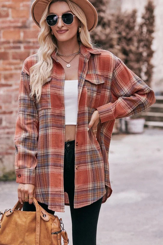 Multicolor Plaid Print Flap Pocket Shirt - NHOVIDSHOP.COM