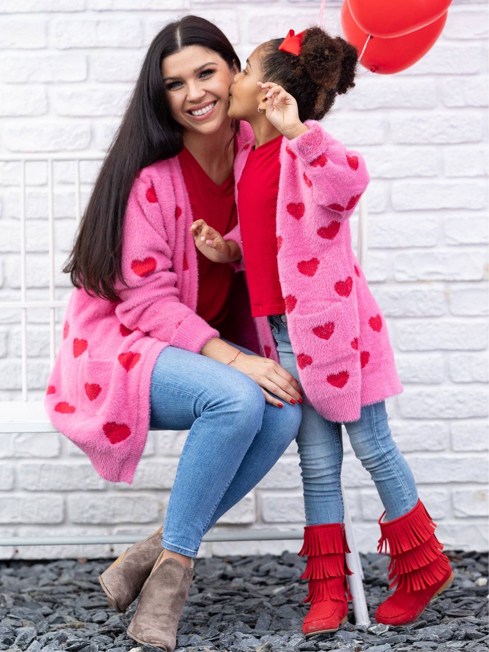 Mommy And Me I Love You Lots Oversized Heart Cardigan