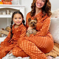 Mommy and Me Pumpkin Spice Checkered Silk Pajamas