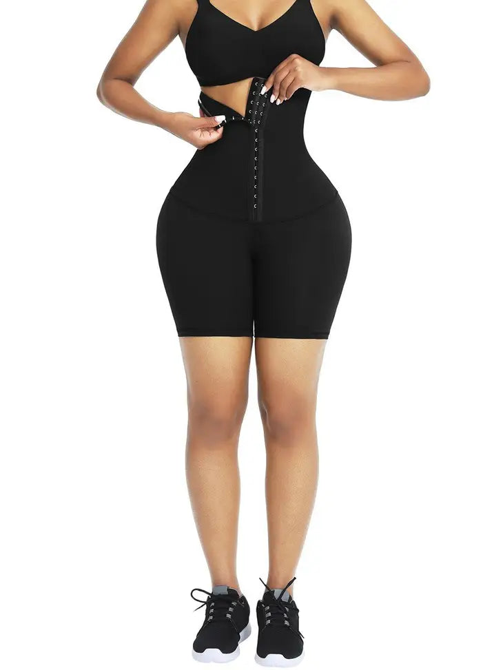 Super High Waist 2-In-1 Waist Trainer Shorts Mid-Thigh - NHOVIDSHOP