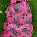 Pink Barbie with Car Printed Medium Size Kids Backpack