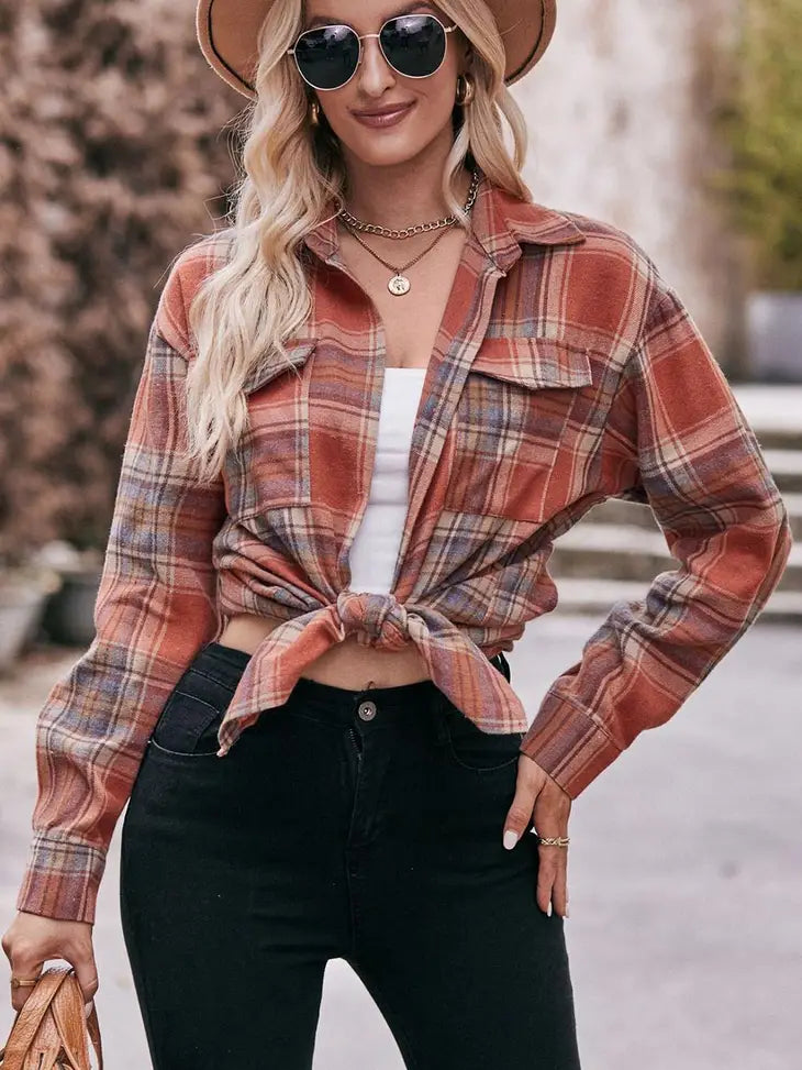 Multicolor Plaid Print Flap Pocket Shirt - NHOVIDSHOP.COM