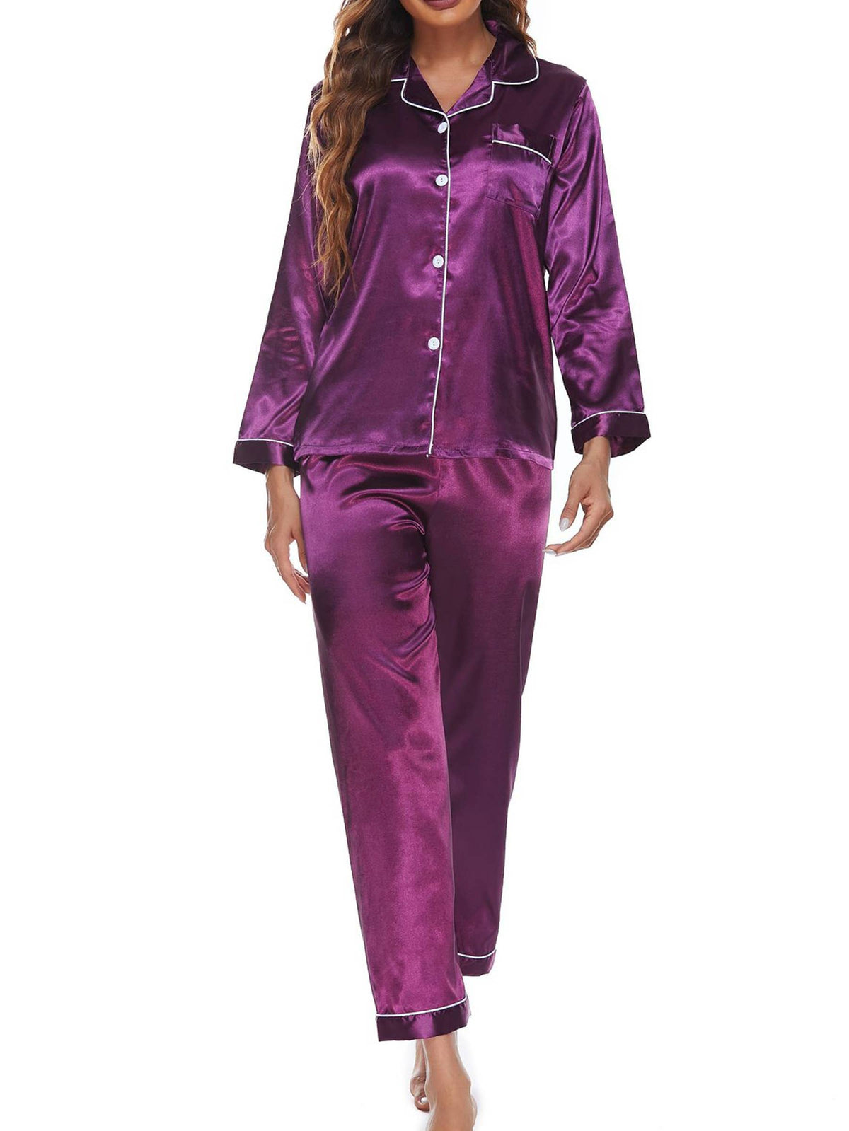 Button Up Pajamas for Women Long Sleeve Soft Set