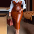 Long Sleeve Belted Split-Joint Lapel Dress