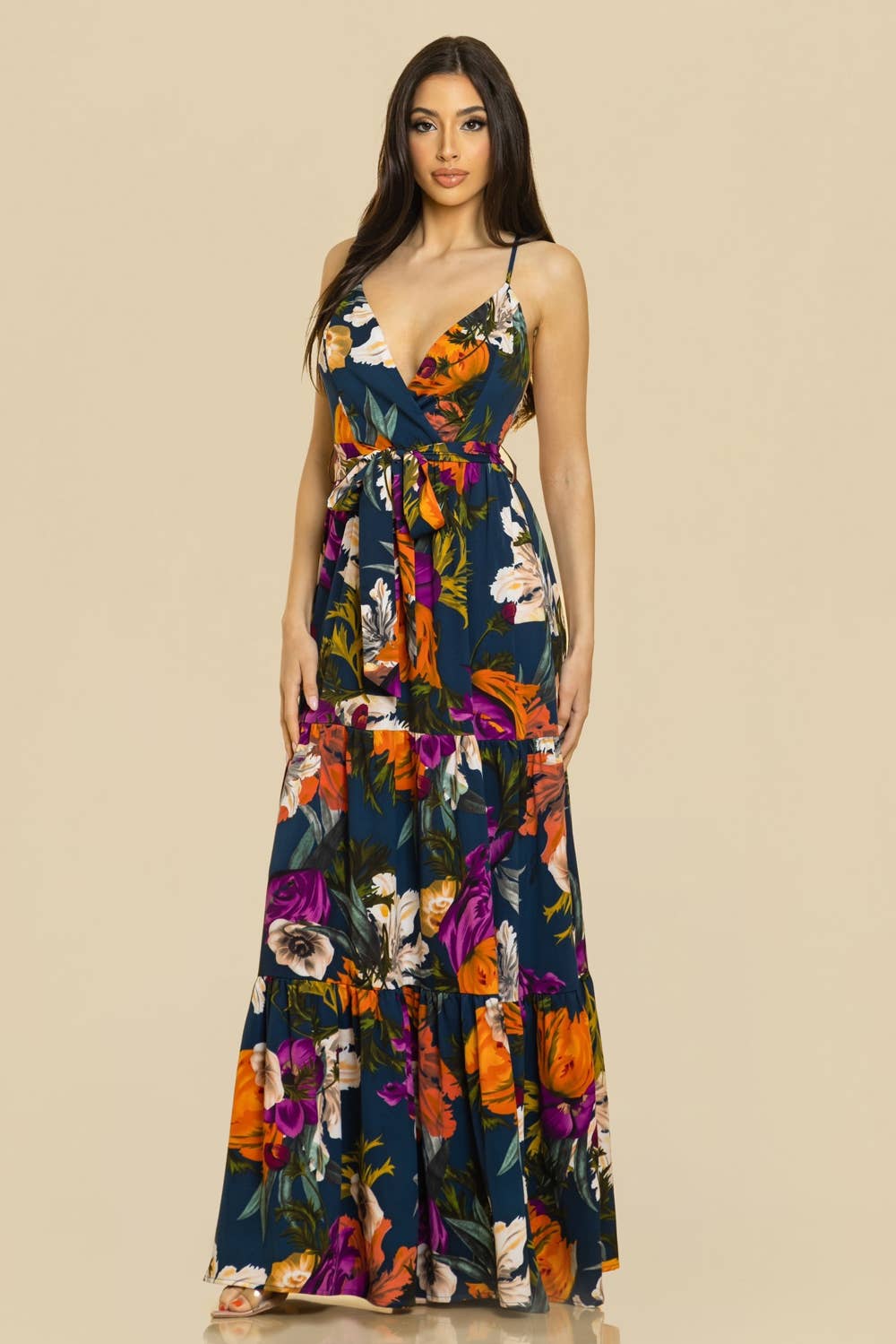 FLORAL PRINTED MAXI DRESS - NHOVIDSHOP