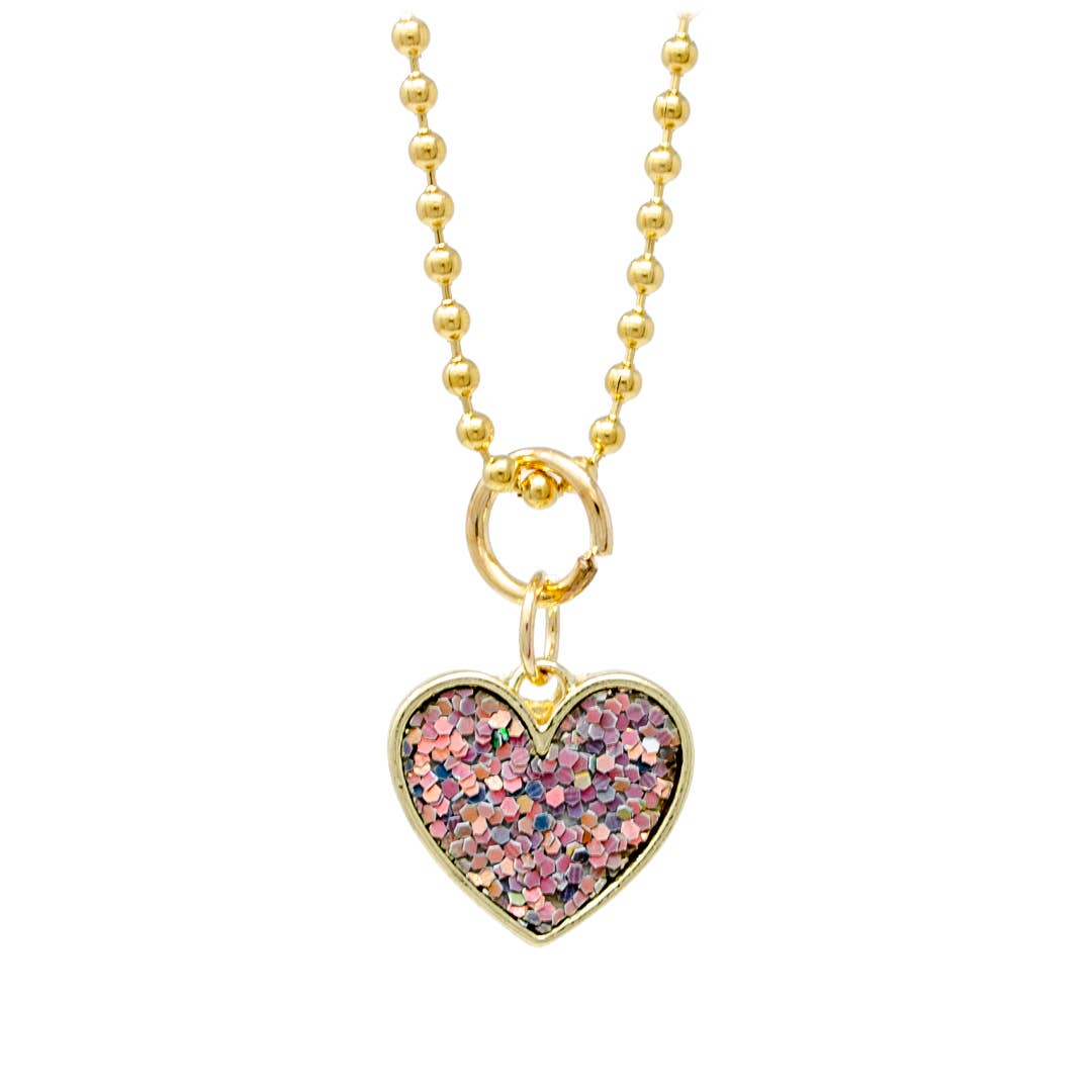 Sparkle Heart Gold Charm Necklace