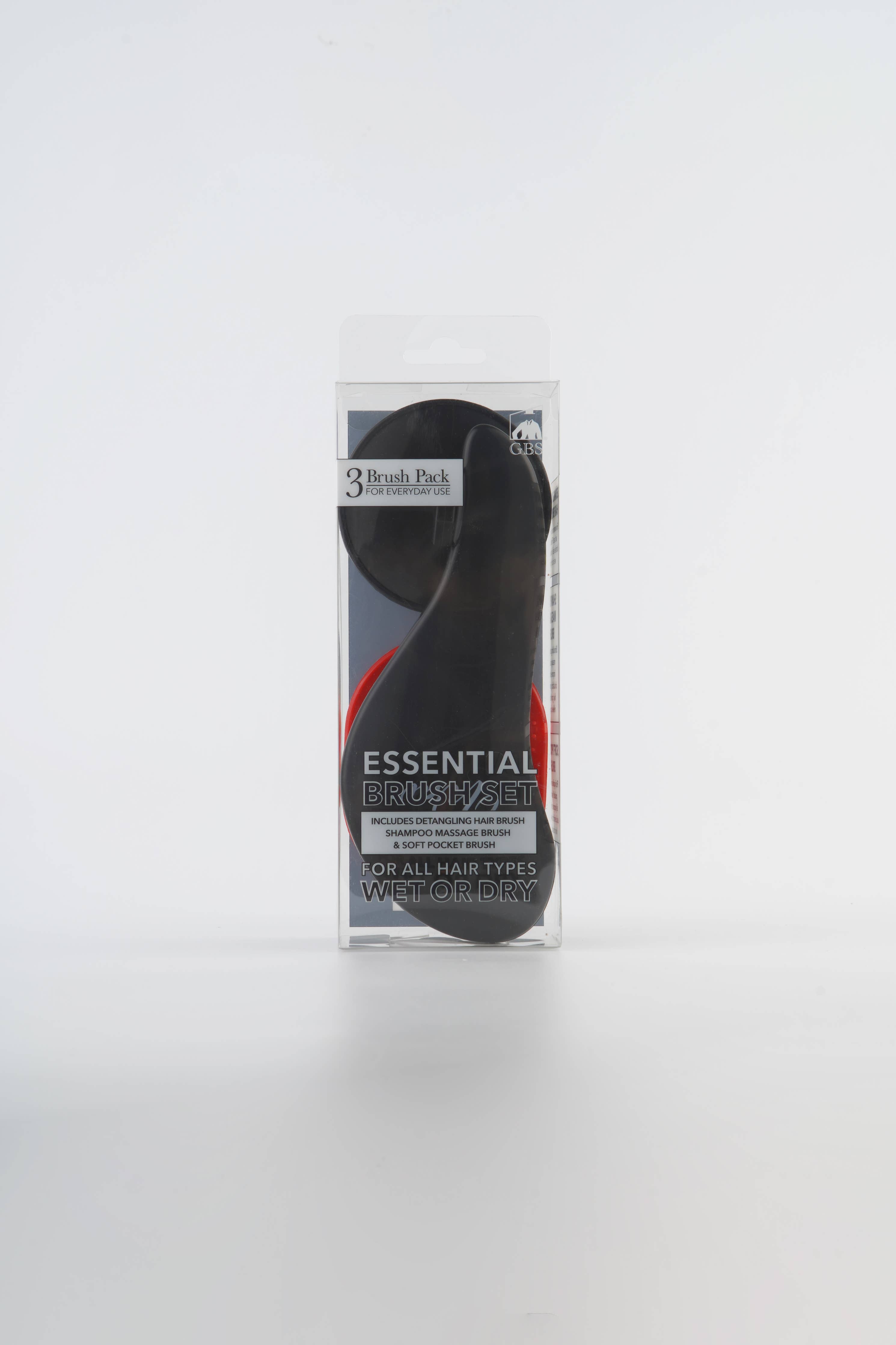 3 pack wave Hair Brush Set Detangler, Scalp & Pocket Brush