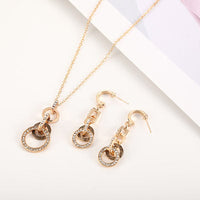 Women's Gold -tone Rhinestone Circle Aztec Pattern Neckale set - NHOVIDSHOP