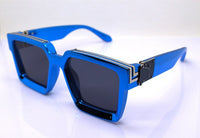 Big square sunglasses oversize man woman electric blue chrome frame black - NHOVIDSHOP