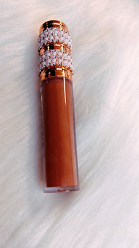 Light  Brown Nude High Shine Lip Gloss, Light Brown Lip Gloss, Pigmented Lip Gloss, Big Brush Wand Tube, Dark Lip gloss, - NHOVIDSHOP