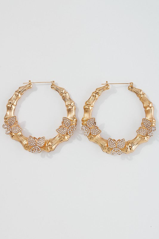 Burtterfly bamboo hoop Earrings - NHOVIDSHOP