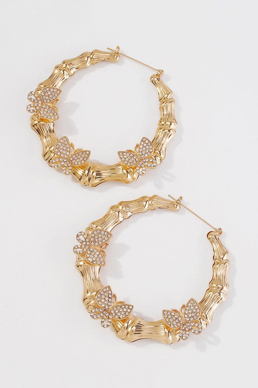 Burtterfly bamboo hoop Earrings - NHOVIDSHOP