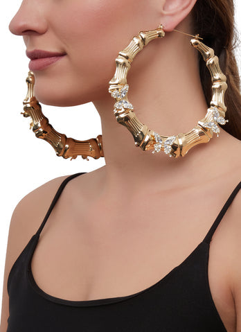 Burtterfly bamboo hoop Earrings - NHOVIDSHOP