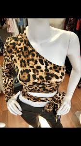 Leopard One Shoulder Crop Top - NHOVIDSHOP