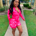 Pink Tie Dye Bodycon Romper