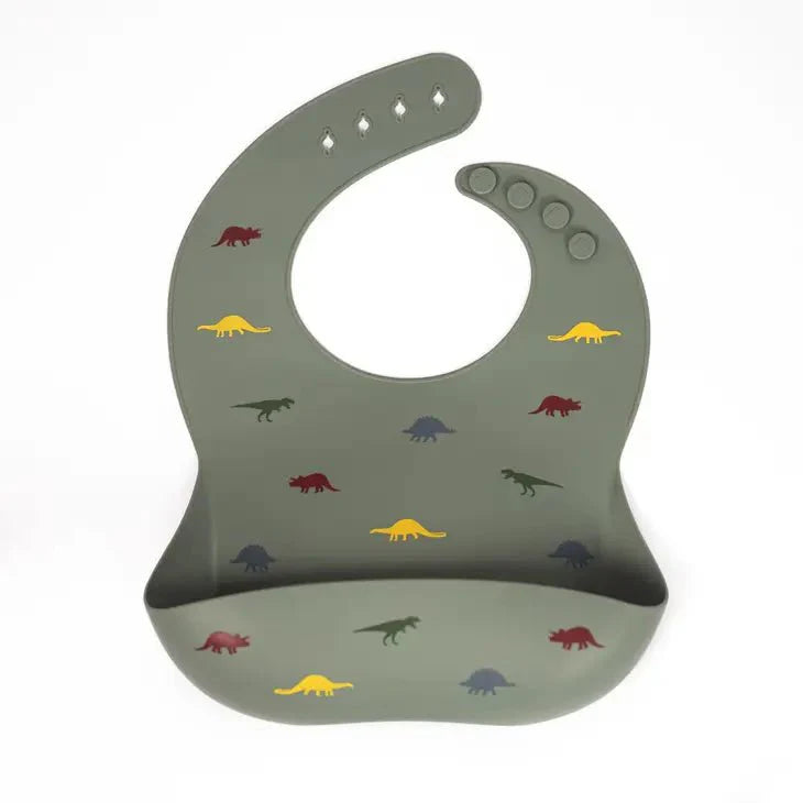 Stamped Dino Silicone Bib - Fun, Functional, and Mess - Free - Littlepinot