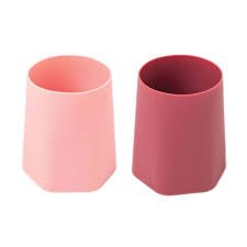 Tiny Twinkle Training Cup 2 Pack - Silicone Cups for Independent Drinking for Baby and Toddler, Baby Led Weaning Supplies Soft Open Cup for Baby (Pink, Burgundy) - Littlepinot